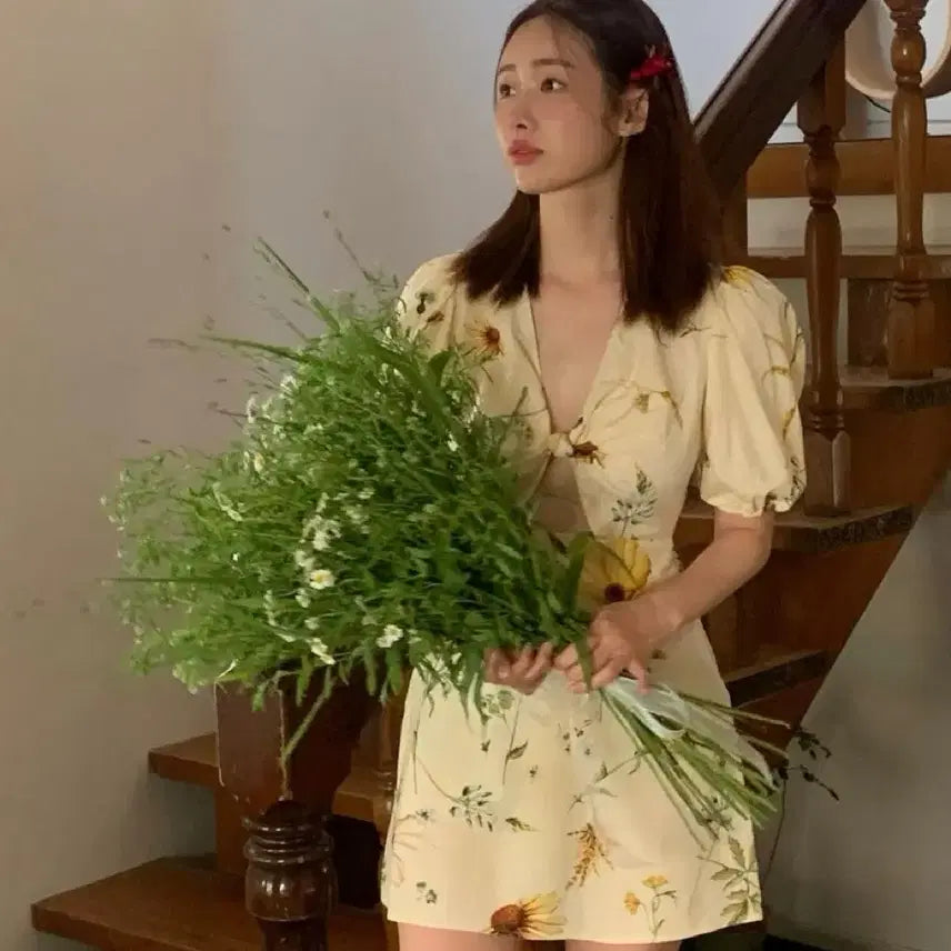 [BUNJANG] Zara Cha Jung-won Yellow Midi Dress / 차정원 zara 원피스 옐로우