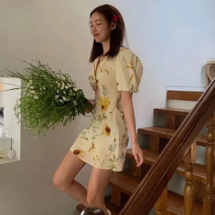 [BUNJANG] Zara Cha Jung-won Yellow Midi Dress / 차정원 zara 원피스 옐로우