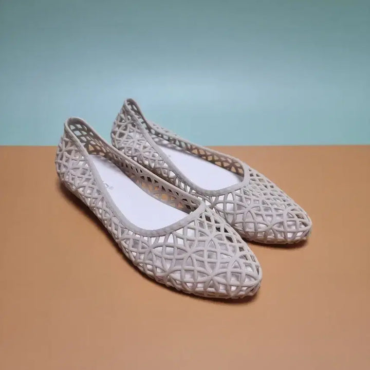 [BUNJANG] Generic Beige Jelly Flat Shoes for Women / 펀칭 플랫 230 젤리슈즈 베이지 여성