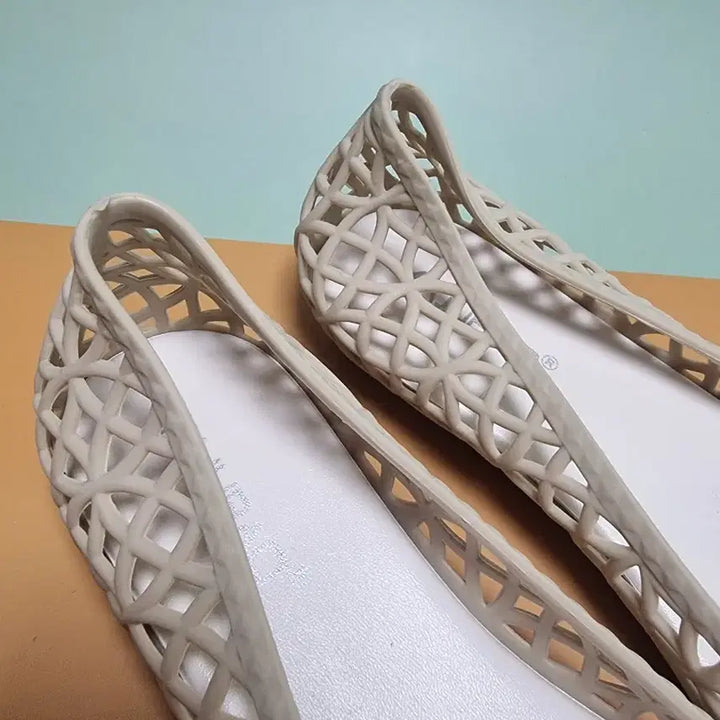 [BUNJANG] Generic Beige Jelly Flat Shoes for Women / 펀칭 플랫 230 젤리슈즈 베이지 여성