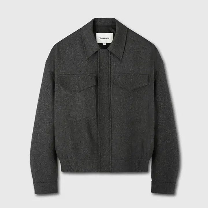 [BUNJANG] Toni Wek Merino Wool Chest Pocket Blouson Dark Gray Jacket / 토니웩 메리노울 체스트포켓 블루종 다크그레이