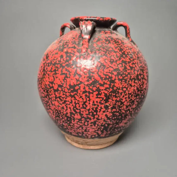 [BUNJANG] Black Glaze Red Pattern Four Seasons Vase Antique Collectible / 흑자 홍반문 사계호 중국도자기 골동품 고미술품 수집품
