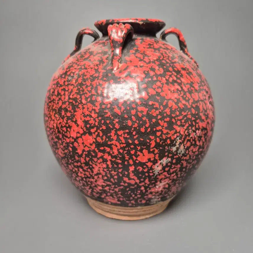 [BUNJANG] Black Glaze Red Pattern Four Seasons Vase Antique Collectible / 흑자 홍반문 사계호 중국도자기 골동품 고미술품 수집품