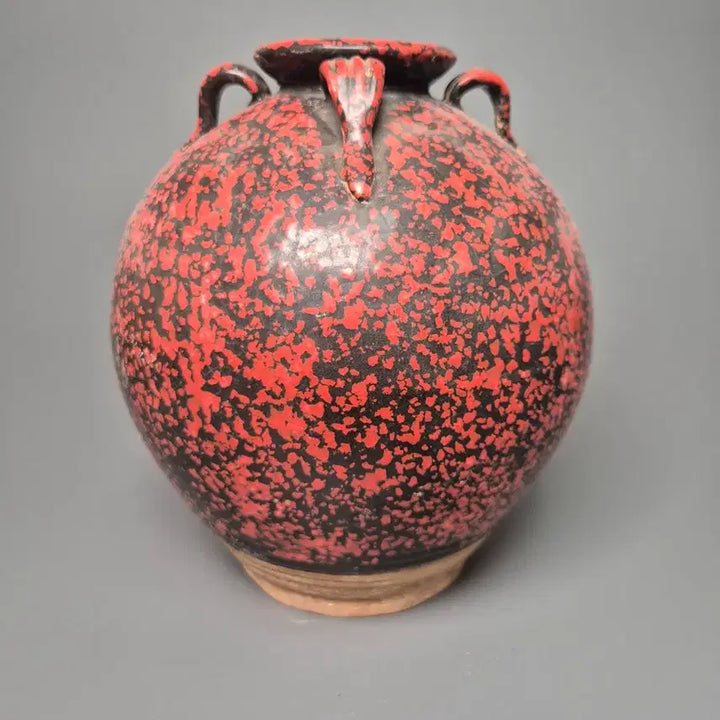 [BUNJANG] Black Glaze Red Pattern Four Seasons Vase Antique Collectible / 흑자 홍반문 사계호 중국도자기 골동품 고미술품 수집품