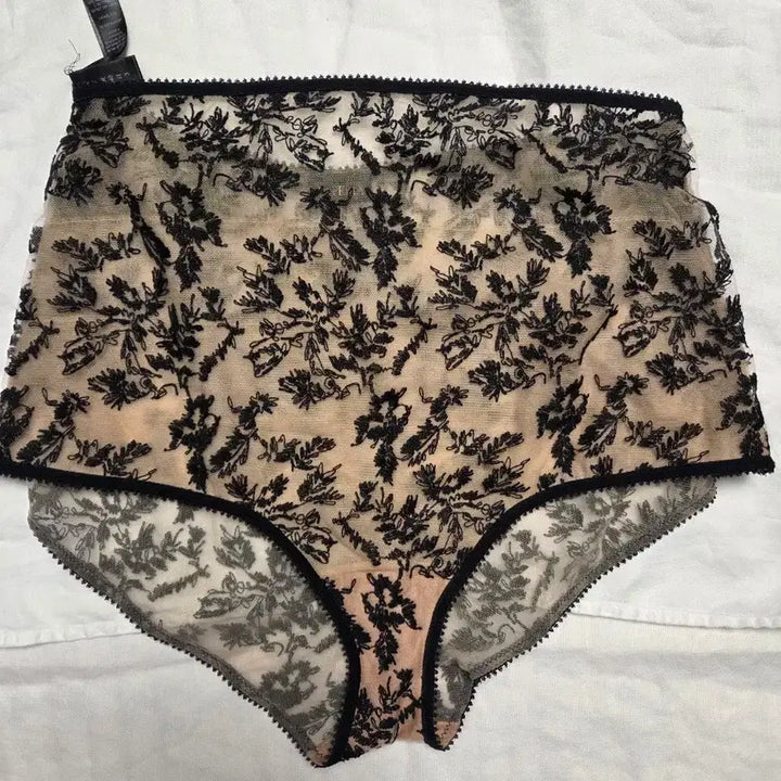 [BUNJANG] La Perla Black Floral Embroidery Panty XL / 라펠라 블랙 플라워 자수 팬티ㅡ66반77 XL