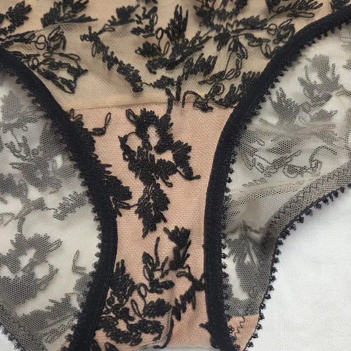 [BUNJANG] La Perla Black Floral Embroidery Panty XL / 라펠라 블랙 플라워 자수 팬티ㅡ66반77 XL
