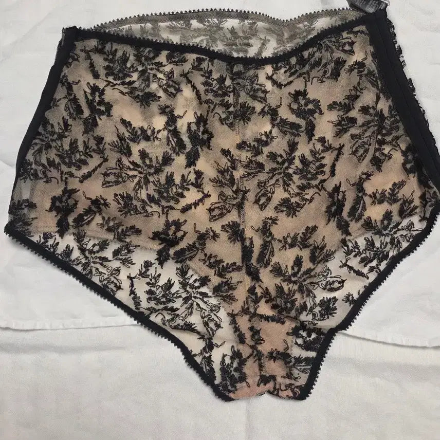 [BUNJANG] La Perla Black Floral Embroidery Panty XL / 라펠라 블랙 플라워 자수 팬티ㅡ66반77 XL