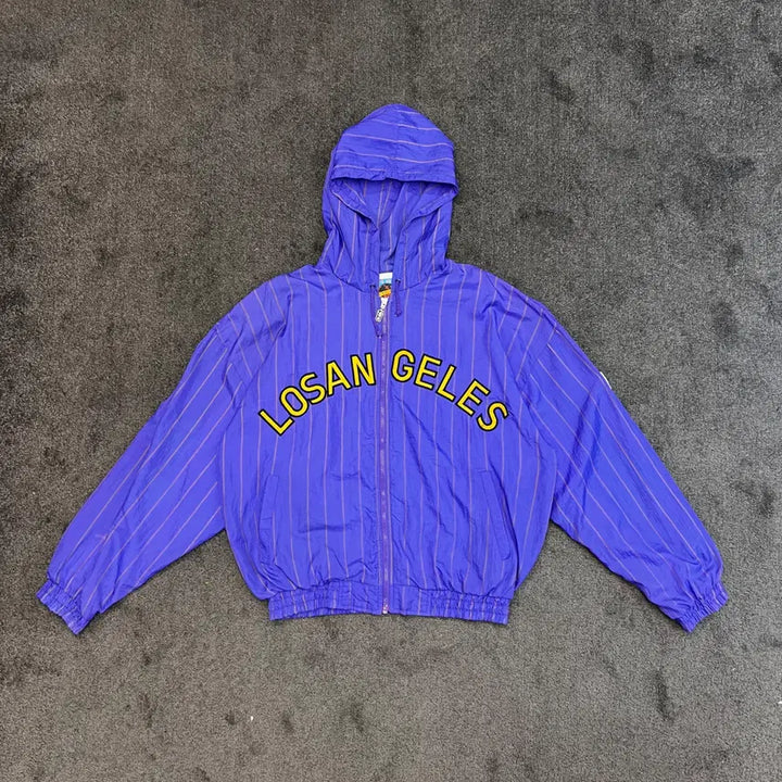 [BUNJANG] LA Pinstripe Hooded Jacket / LA 핀스트라이프 후드 자켓