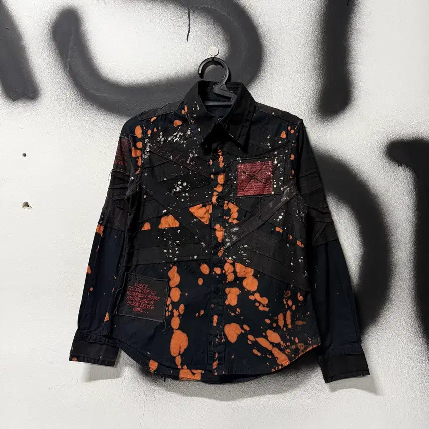 [BUNJANG] Vintage Tie-Dye Patch Detail Long Sleeve Shirt / VTG 빈티지 타이다이 패치 디테일 긴팔 셔츠