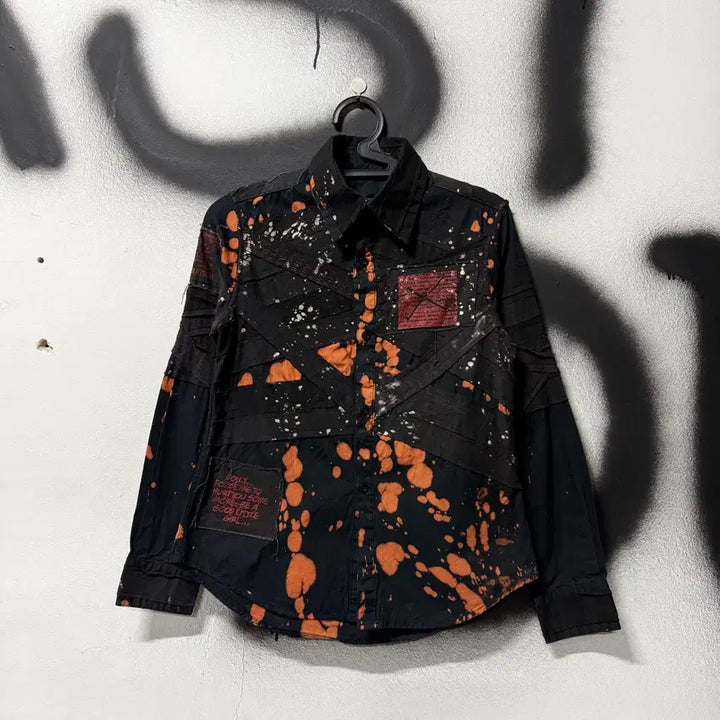 [BUNJANG] Vintage Tie-Dye Patch Detail Long Sleeve Shirt / VTG 빈티지 타이다이 패치 디테일 긴팔 셔츠
