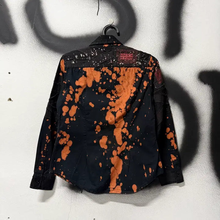 [BUNJANG] Vintage Tie-Dye Patch Detail Long Sleeve Shirt / VTG 빈티지 타이다이 패치 디테일 긴팔 셔츠