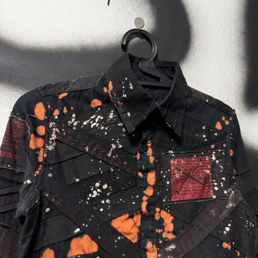[BUNJANG] Vintage Tie-Dye Patch Detail Long Sleeve Shirt / VTG 빈티지 타이다이 패치 디테일 긴팔 셔츠