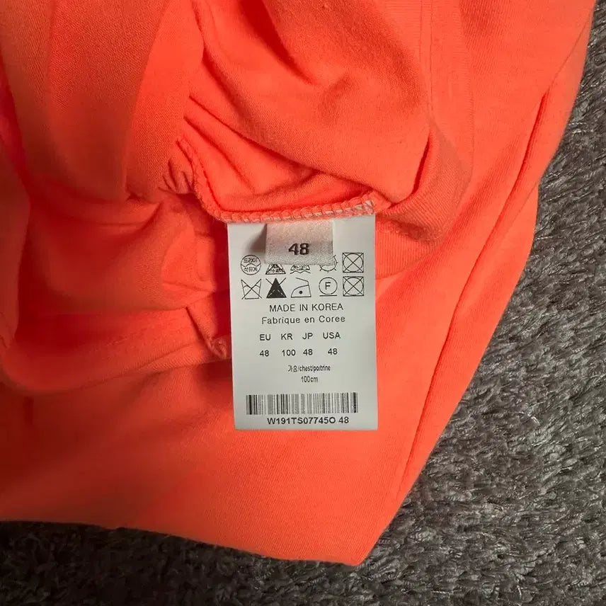 [BUNJANG] Wooyoungmi Back Logo T-Shirt Orange Fluorescent / 우영미 백로고 티셔츠 반팔 오렌지 형광 48 사이즈