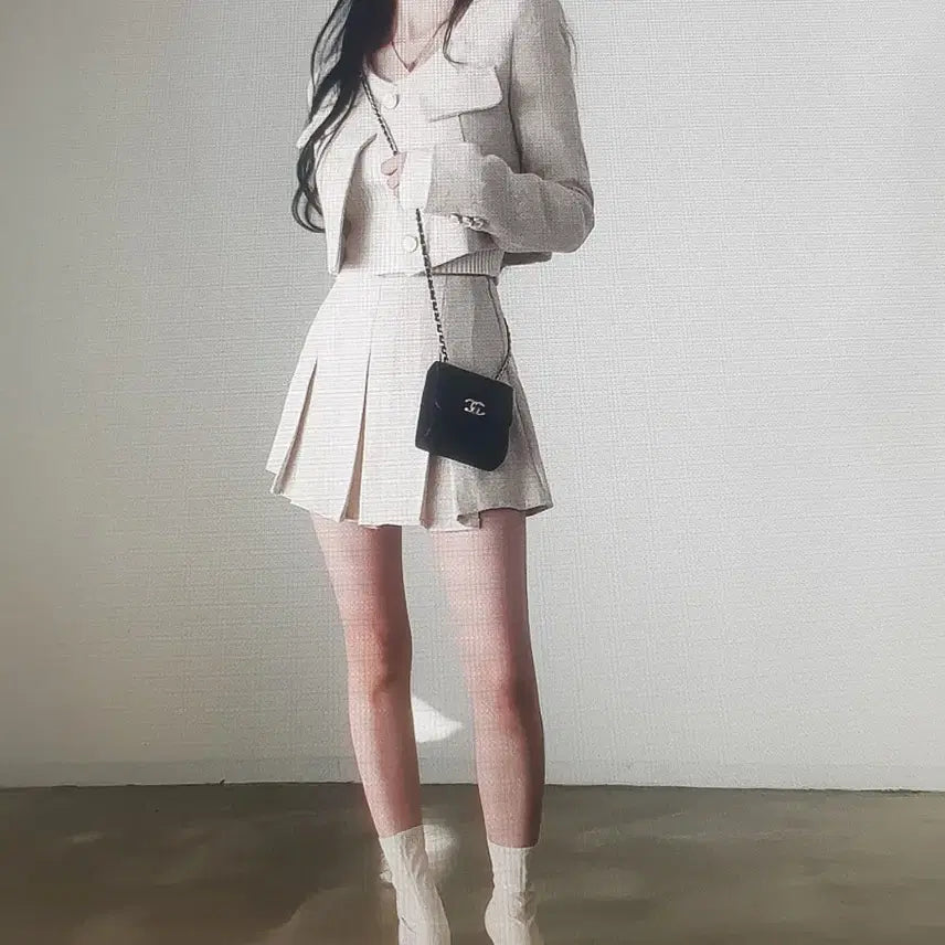 [BUNJANG] Tweed Setup Skirt Suit (3 Colors) / (해외배송)트위드 셋업 스커트 치마바지 정장 (3컬러)