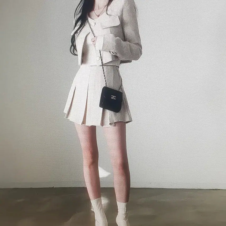 [BUNJANG] Tweed Setup Skirt Suit (3 Colors) / (해외배송)트위드 셋업 스커트 치마바지 정장 (3컬러)