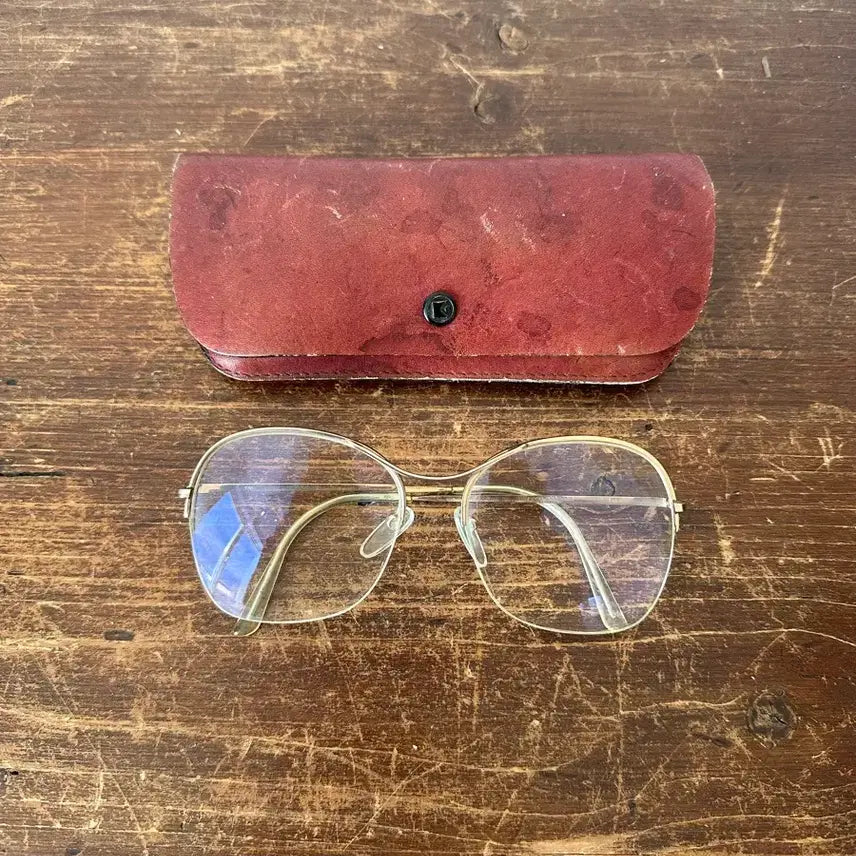 [BUNJANG] Vintage German Aviator Glasses with Leather Case / 독일)빈티지 안경, 가죽케이스