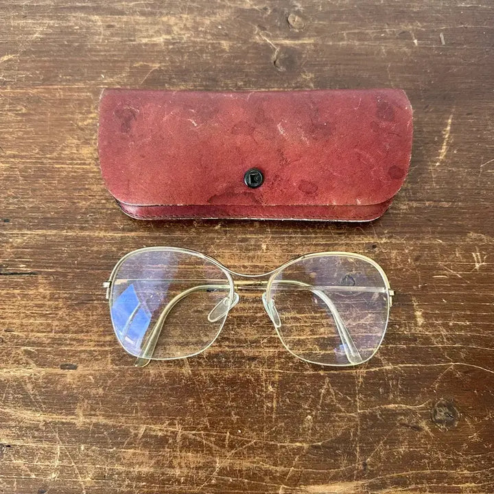 [BUNJANG] Vintage German Aviator Glasses with Leather Case / 독일)빈티지 안경, 가죽케이스