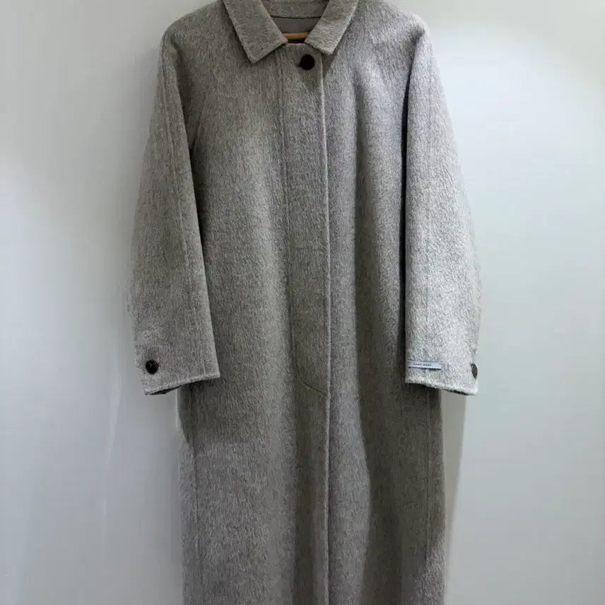 [BUNJANG] Dear.ment Alpaca Hidden Handmade Long Coat - Oat Gray / 디어먼트 알파카 히든 핸드메이드 롱코트 오트그레이지