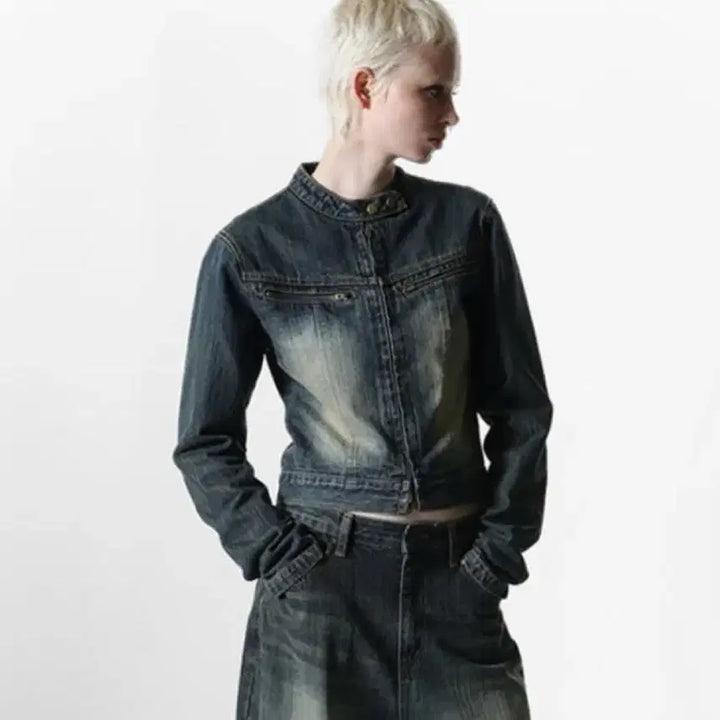 [BUNJANG] Blackup Dimuer Denim Jacket S / 블랙업 디뮤어 데님 자켓 S