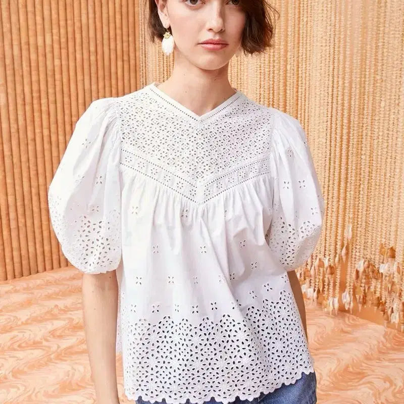 [SOLD OUT] 가격인하>울라존슨 화이트 아일렛 블라우스 0사이즈 (새상품)