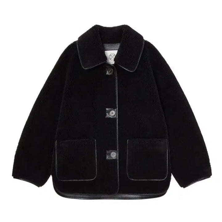 [BUNJANG] Atcorner Oversized Reversible Mouton (Black) / 앳코너 오버핏 리버시블 무스탕(블랙)