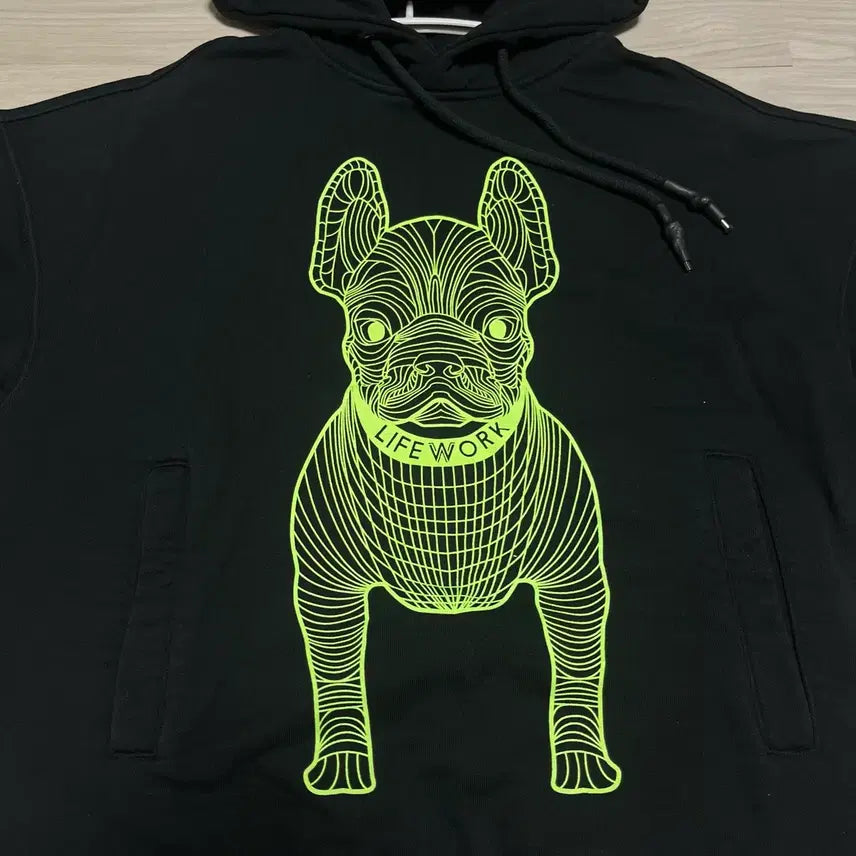 [BUNJANG] LifeWork Dog Black Hoodie / 라이프워크 강아지 블랙 후드티
