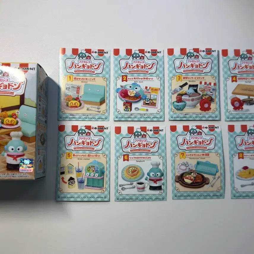 [BUNJANG] Sanrio Hangyodon Family Restaurant 8-Piece Miniature Set / 산리오 패밀리 레스토랑 한교동 8종 일괄 미니어처