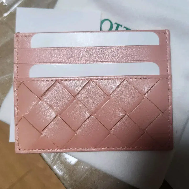 [BUNJANG] Bottega Veneta Weaving Card Wallet Coral Pink / [새상품] 보테가 베네타  위빙 카드지갑 코랄 핑크 살구 연핑크