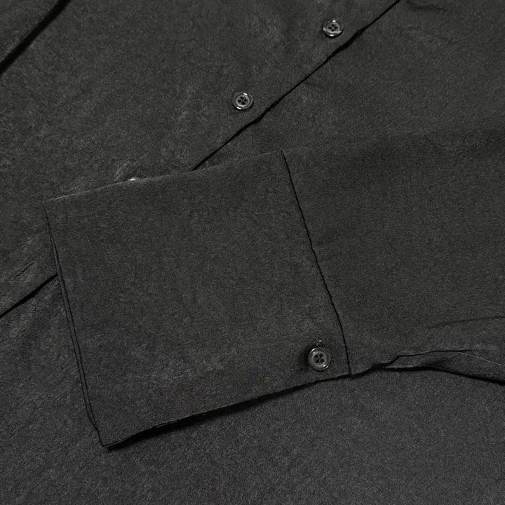 [BUNJANG] Silky Satin Black Roots Fit Shirt Blouse / 실키 새틴 블랙 루츠핏 셔츠 블라우스