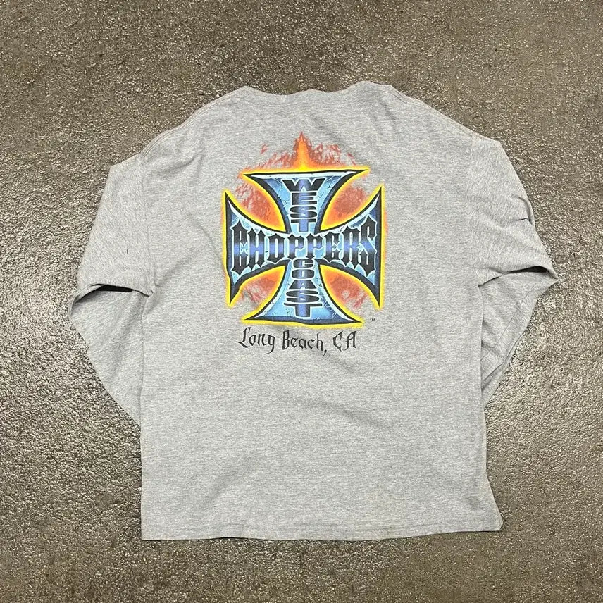 [BUNJANG] West Coast Choppers Flame Long Sleeve Shirt / 웨스트코스트차퍼스 플레임 롱슬리브 (105-110)
