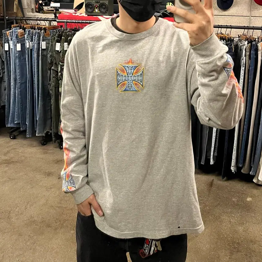 [BUNJANG] West Coast Choppers Flame Long Sleeve Shirt / 웨스트코스트차퍼스 플레임 롱슬리브 (105-110)