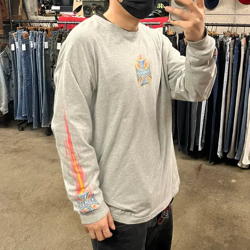 [BUNJANG] West Coast Choppers Flame Long Sleeve Shirt / 웨스트코스트차퍼스 플레임 롱슬리브 (105-110)