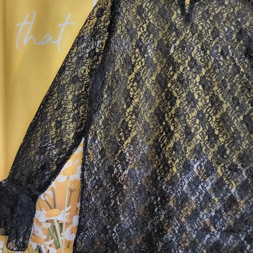 [BUNJANG] JVIM Black Lace See-Through Blouse / JVIM 블랙 레이스 시스루 블라우스F