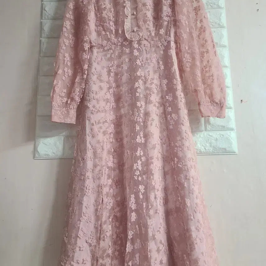 [BUNJANG] It MICHAA Pink Lace Long Dress (Size 55) / 잇미샤 핑크 레이스 롱 원피스(55)