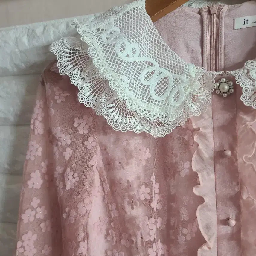 [BUNJANG] It MICHAA Pink Lace Long Dress (Size 55) / 잇미샤 핑크 레이스 롱 원피스(55)