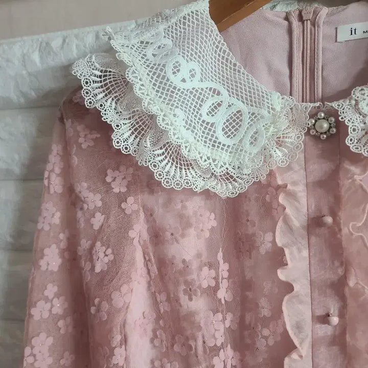 [BUNJANG] It MICHAA Pink Lace Long Dress (Size 55) / 잇미샤 핑크 레이스 롱 원피스(55)