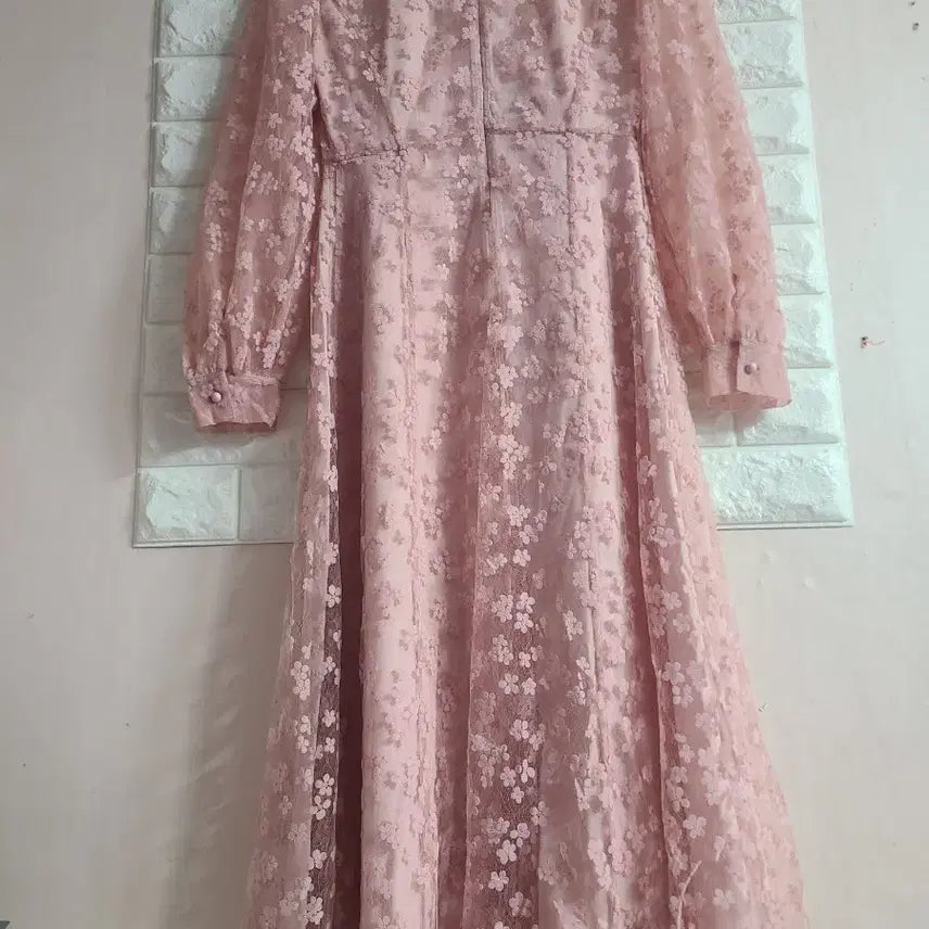 [BUNJANG] It MICHAA Pink Lace Long Dress (Size 55) / 잇미샤 핑크 레이스 롱 원피스(55)