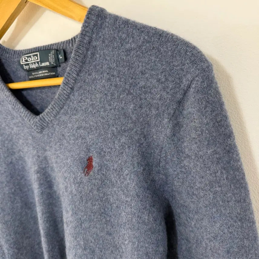 [BUNJANG] Polo Ralph Lauren Lambswool V-Neck Knit Sweater / [택포] [L] 폴로 랄프로렌 램스울100% 브이넥니트