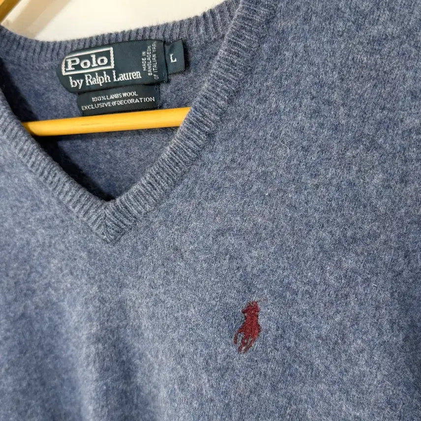 [BUNJANG] Polo Ralph Lauren Lambswool V-Neck Knit Sweater / [택포] [L] 폴로 랄프로렌 램스울100% 브이넥니트
