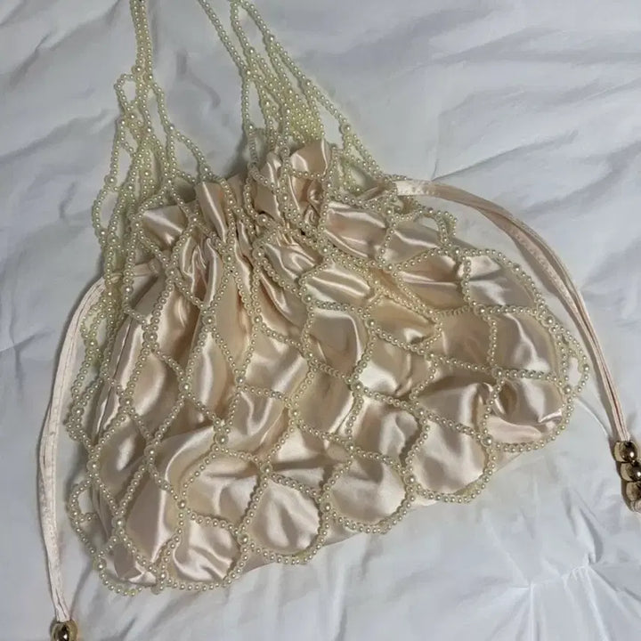[BUNJANG] ZARA Pearl Net Pouch Bag / 자라 ZARA 진주 네트 파우치백