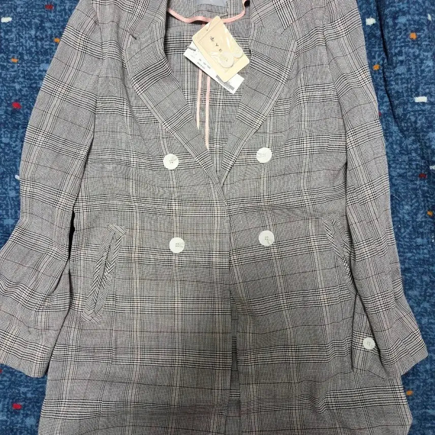 [BUNJANG] YESSE Check Double Coat / YESSE 체크 더블 코트 새상품