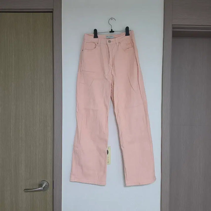 [BUNJANG] Coral Pink Wide Denim Pants / 코랄핑크 피치핑크 연핑크 와이드 데님 팬츠 s