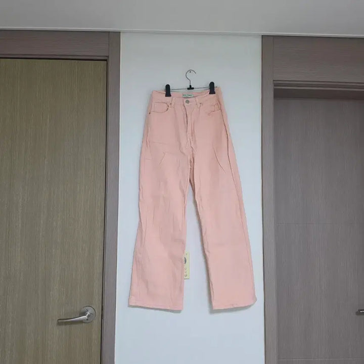 [BUNJANG] Coral Pink Wide Denim Pants / 코랄핑크 피치핑크 연핑크 와이드 데님 팬츠 s