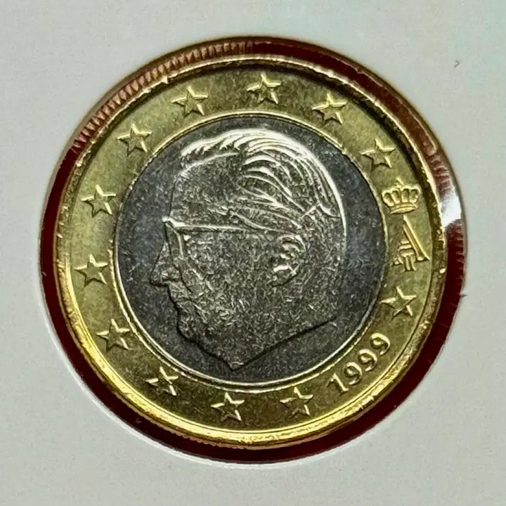 [BUNJANG] 1999 Belgium 1 Euro Bi-Metal Coin (Minting Error) / 1999년 벨기에 (알베르2세국왕)1유로바이메탈동전(압인에러)