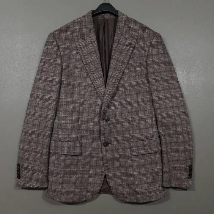 [BUNJANG] ELGANOVEMBER Wool Cashmere Checkered Single Blazer Jacket L / 엘가노벰버 울 캐시미어 체크 싱글 블레이저 클래식 테일러드 자켓 L