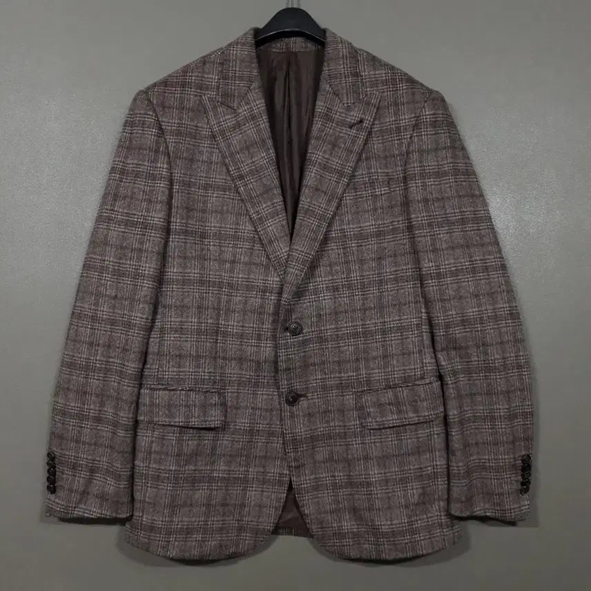 [BUNJANG] ELGANOVEMBER Wool Cashmere Checkered Single Blazer Jacket L / 엘가노벰버 울 캐시미어 체크 싱글 블레이저 클래식 테일러드 자켓 L