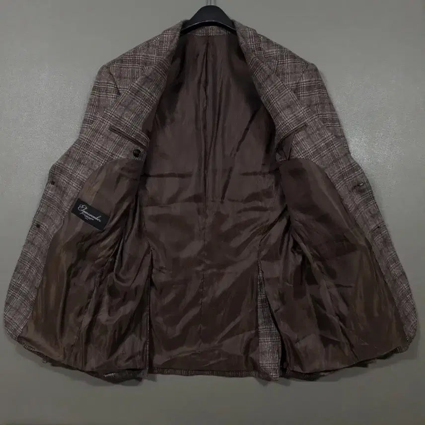 [BUNJANG] ELGANOVEMBER Wool Cashmere Checkered Single Blazer Jacket L / 엘가노벰버 울 캐시미어 체크 싱글 블레이저 클래식 테일러드 자켓 L