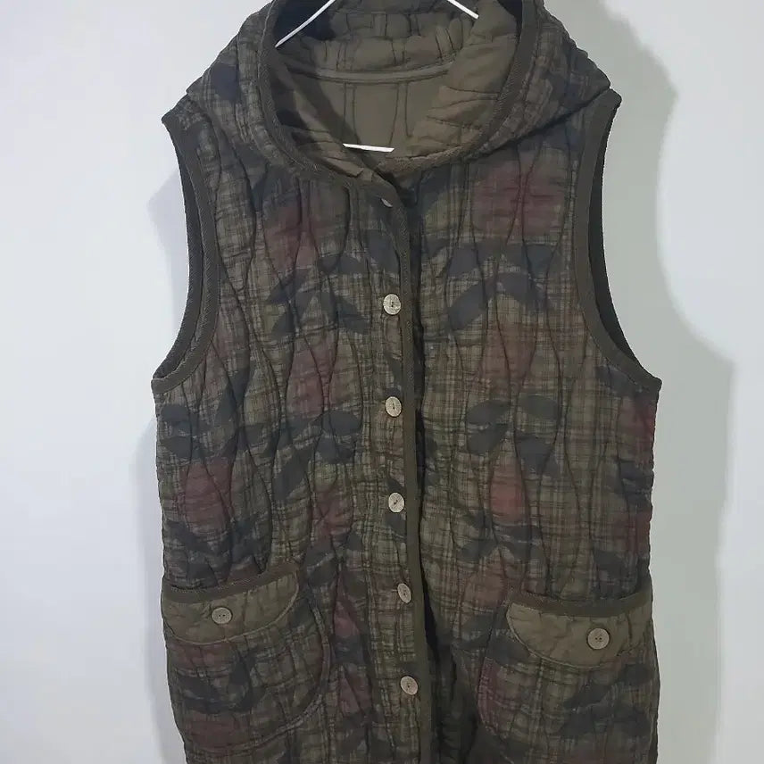[BUNJANG] Vintage Quilted Hooded Vest / 빈티지 퀼팅 후드 조끼 패딩