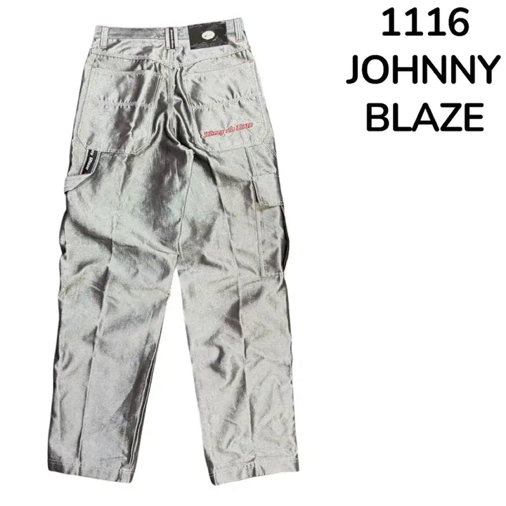 [BUNJANG] 00s Johnny Blaze Silver Wide Hip-Hop Pants / 00s 조니 블레이즈 유광 실버 힙합 와이드 팬츠 34