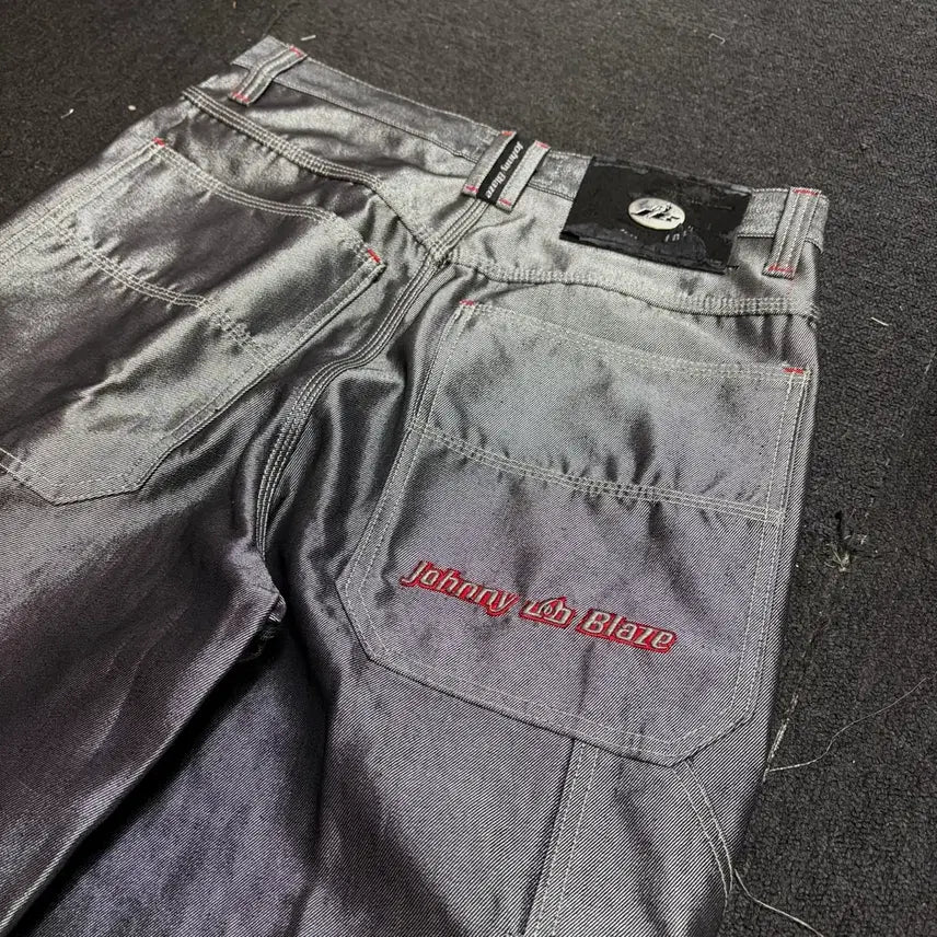 [BUNJANG] 00s Johnny Blaze Silver Wide Hip-Hop Pants / 00s 조니 블레이즈 유광 실버 힙합 와이드 팬츠 34